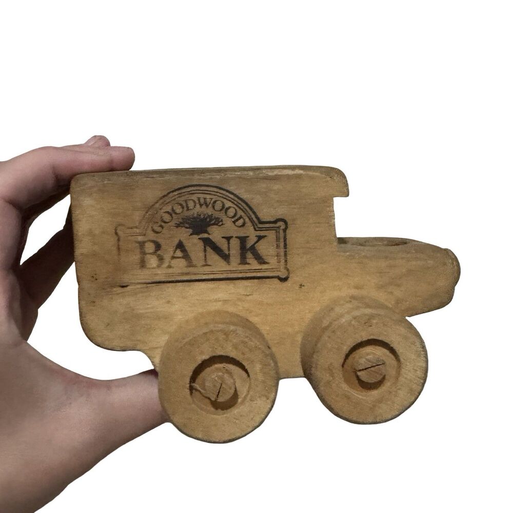 Vintage Wood Car Vehicle 80s 70s Savings Bank Piggy Bank Set Of 3 Toys - Picture 10 of 16